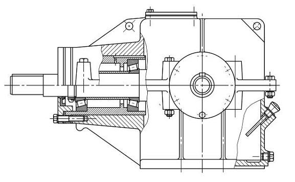 Одноступенчатый конический редуктор изображен на рисунке