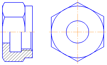 Гайка в разрезе чертеж