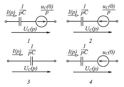 При нулевых начальных условиях емкостному элементу соответствует операторная эквивалентная схема